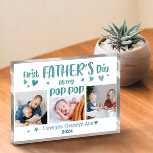 First Fathers Day As Pop Pop Acrylic Plaque, New Pop Pop Personalized Gift, First Fathers Day As Grandpa, New Grandfather Gift