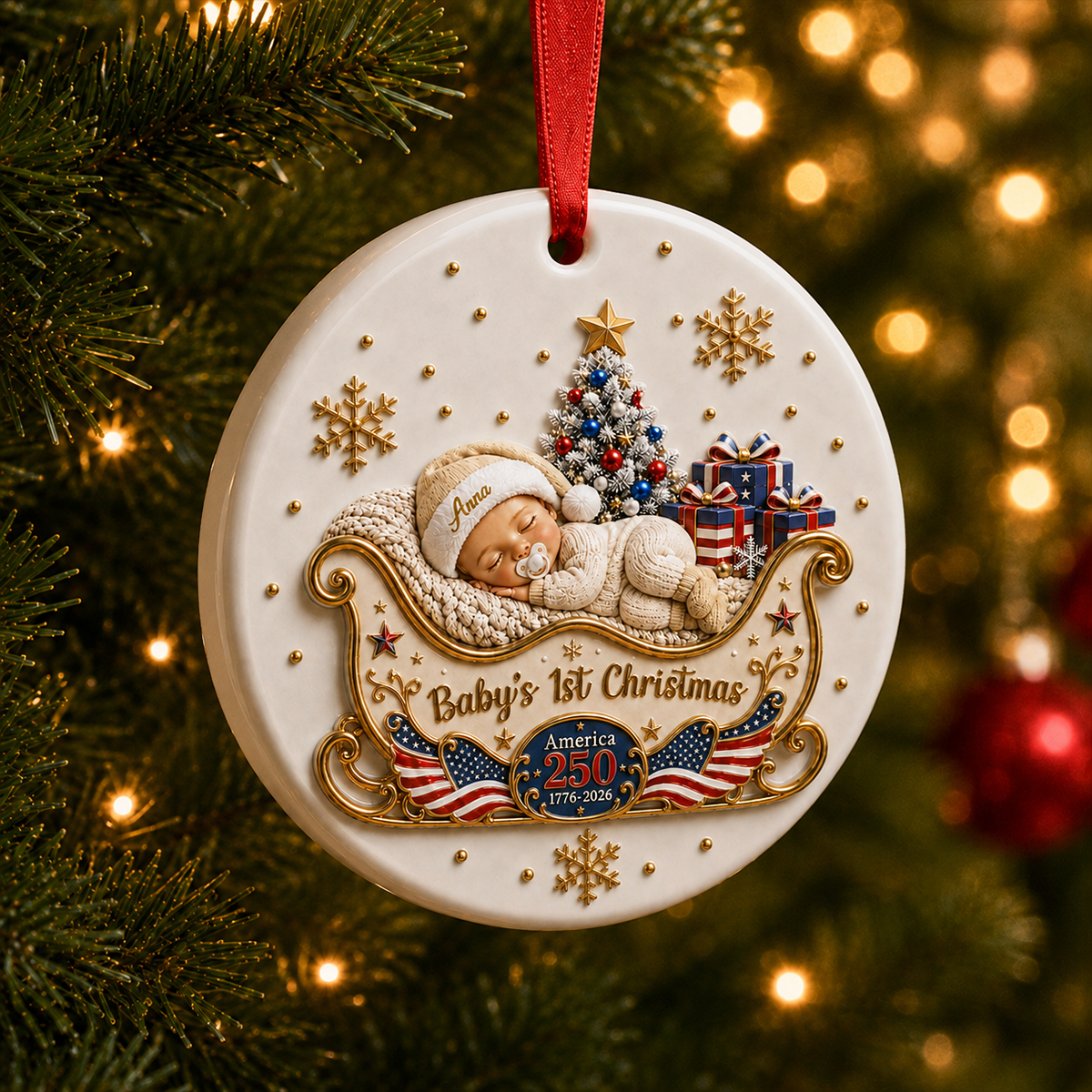 Baby's 1st Christmas - New Mom New Born Ornament - Real 3D Raised Ornament