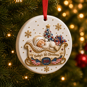 Baby's 1st Christmas - New Mom New Born Ornament - Real 3D Raised Ornament