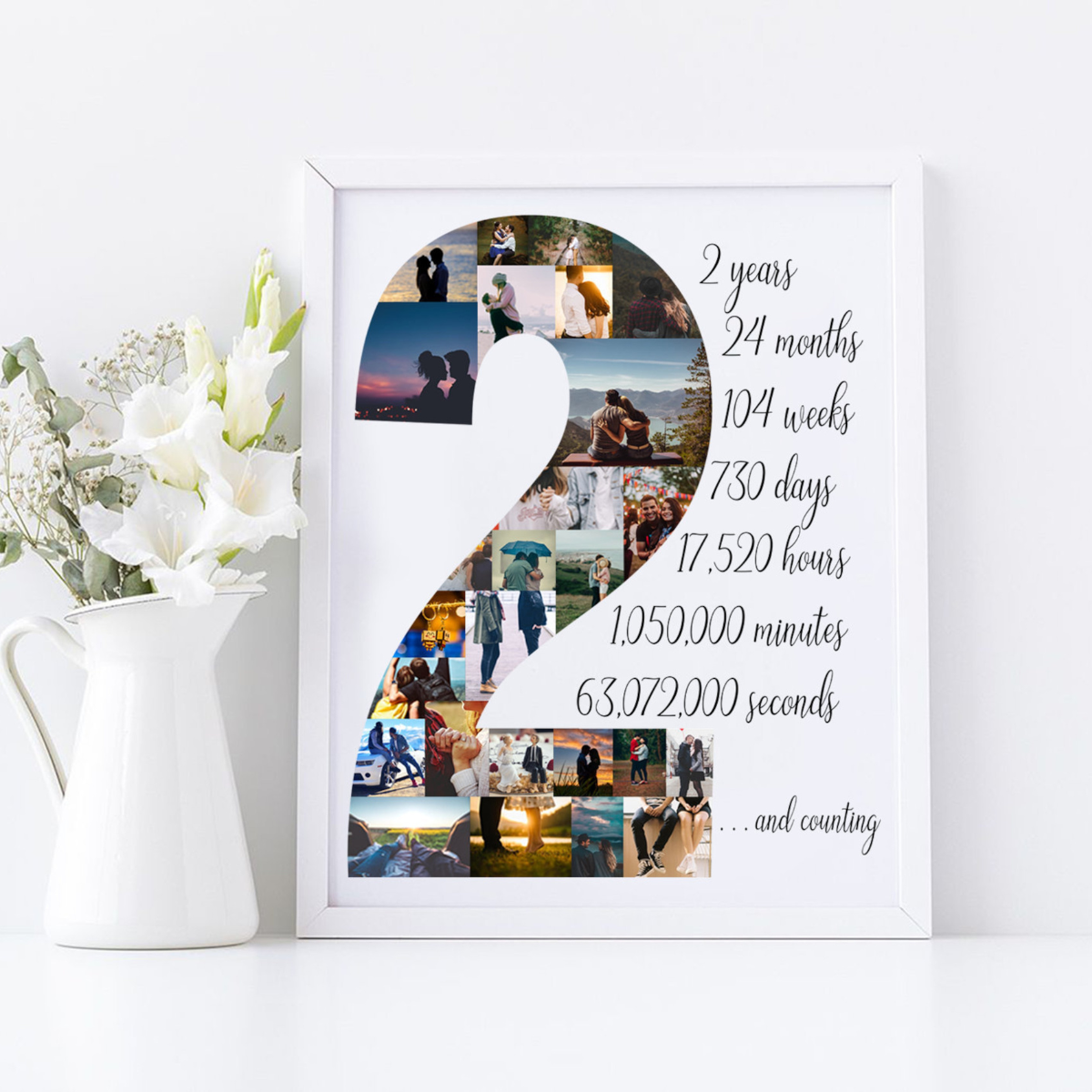 2 Year Anniversary Gift for Him, Personalize Second Anniversary Gift for Husband, 2nd Anniversary Gift for Boyfriend, Custom Photo Collage
