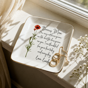 Personalized Watercolor Flower Ring Dish,Custom Name Ceramic Jewelry Dish,Gift for Mom,Trinket Holder,Birthday Jewelry Dish,Mothers Day Gift