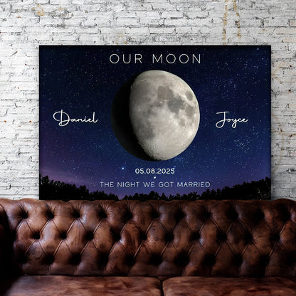 Our Moon Anniversary Gift for Couple - Personalized Moon Phase Canvas / Poster Valentine Gift For Him Gift For Her Anniversary Gift Wedding Gift