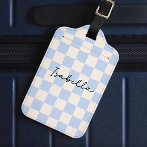 Custom Checkerboard Pattern Luggage Tag, Personalized Travel Bag Tag with Name, Unique Gift For Travellers