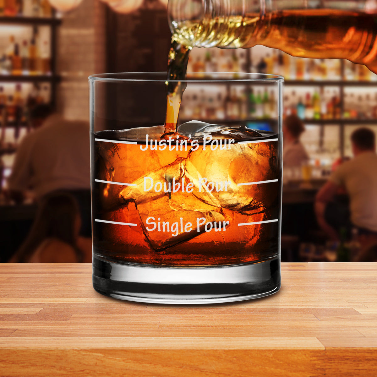 Funny Whiskey Glass Custom Name Single Double Pour, Christmas Gift For Family & Friends