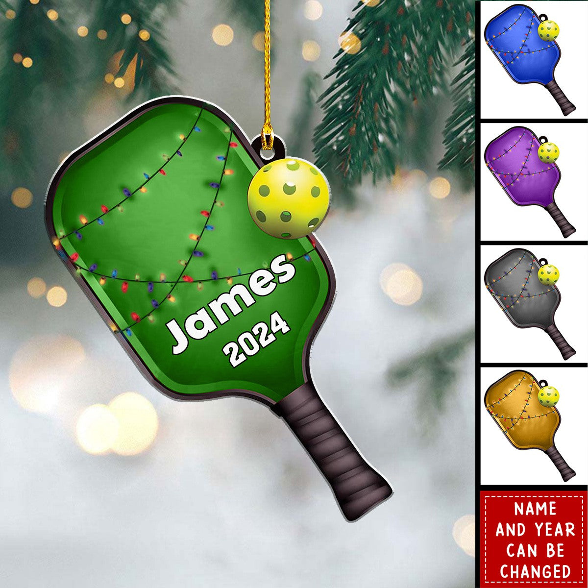 Personalized Pickleball Paddle - Personalized Acrylic Ornament - Pickleball Gift Idea, Gift for Pickle Ball Player