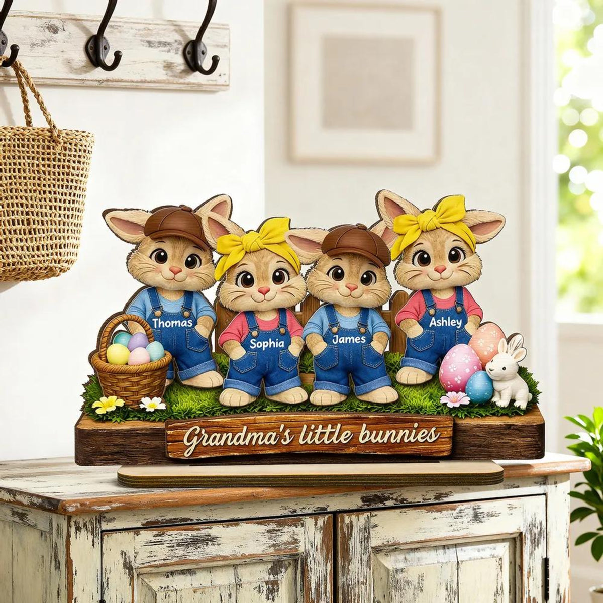 Personalized Grandma's Little Bunnies Wooden Plaque, Easter Gift For Grandma, Farmhouse Decor, Thanksgiving Plaque, Mothers Day