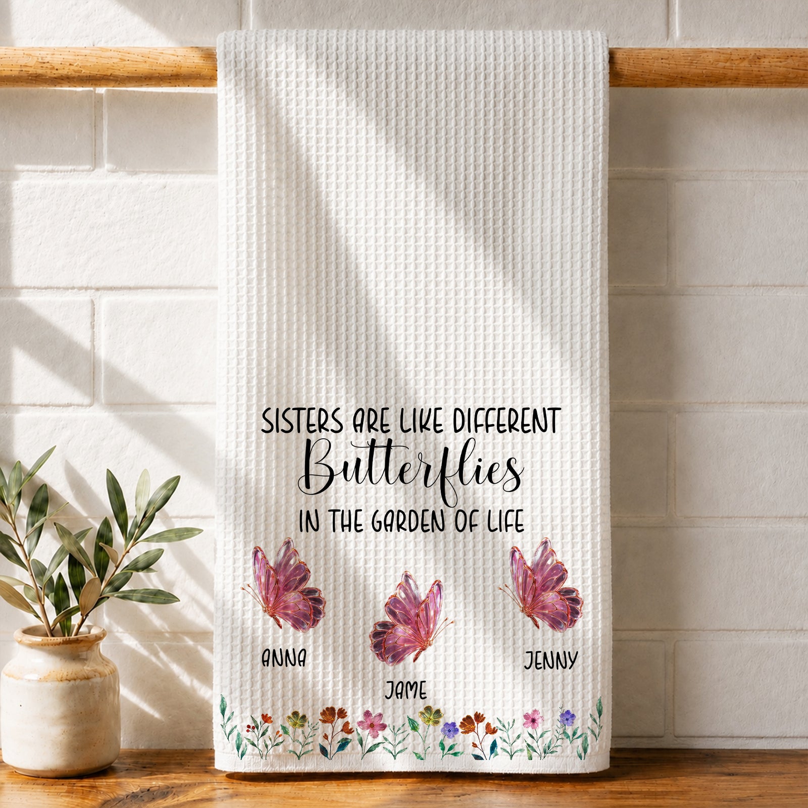 Bestie and Sister Love, Personalized Kitchen Towel, Gift For Sisters, Bestie