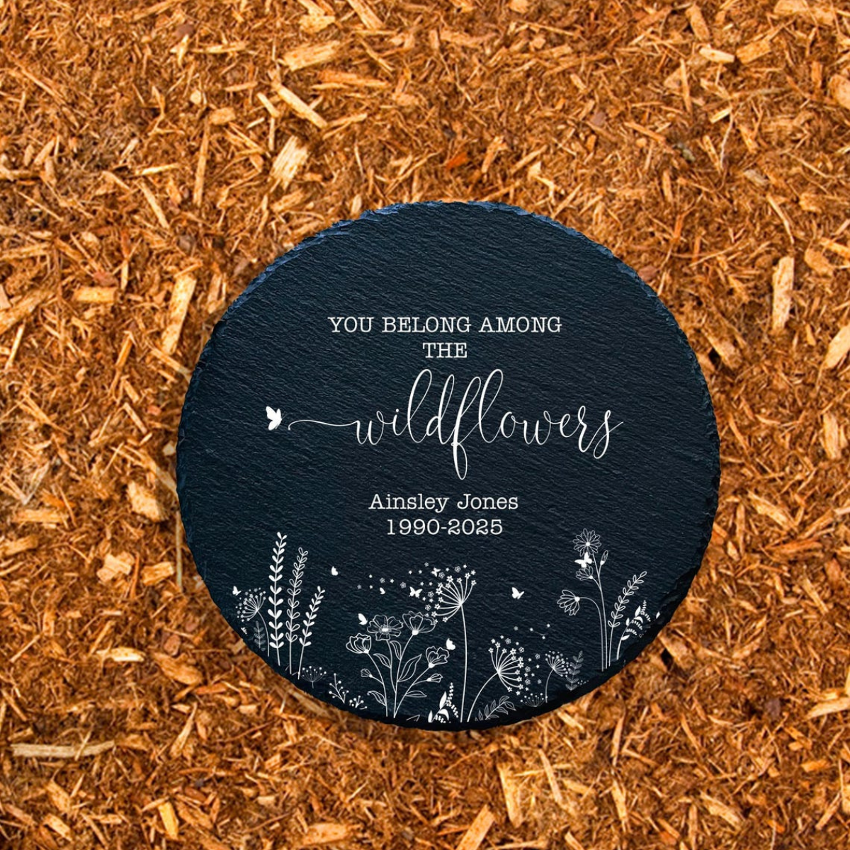 You Belong Among The Wild Flowers Memorial Garden Stone, Sympathy Gift, Slate Grave Marker, Keepsake, Bereavement Gift, Loss of a Loved One