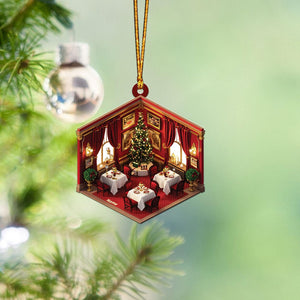 Personalized Restaurant 2D Flat Christmas Ornament, Restaurant Car Ornament, Restaurant Owner Holiday Gift Housewarming Gift