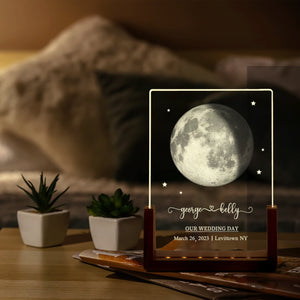 Personalized Night Light with Moon Phase, Couple Gifts, The Night We Met, Custom Moon Phase Light, Acrylic Night Light, Anniversary Gifts