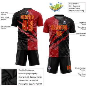 Custom Graffiti Pattern Red-Gold Sublimation Soccer Uniform Jersey