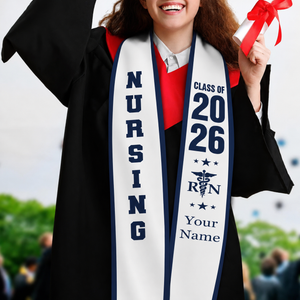 Custom Nursing Graduation Stole, Personalized Class of 2026 Sash, Graduation Day