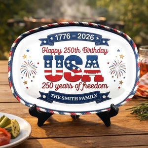 Happy American Birthday - Personalized Platter - America 250th Anniversary Gifts For Family