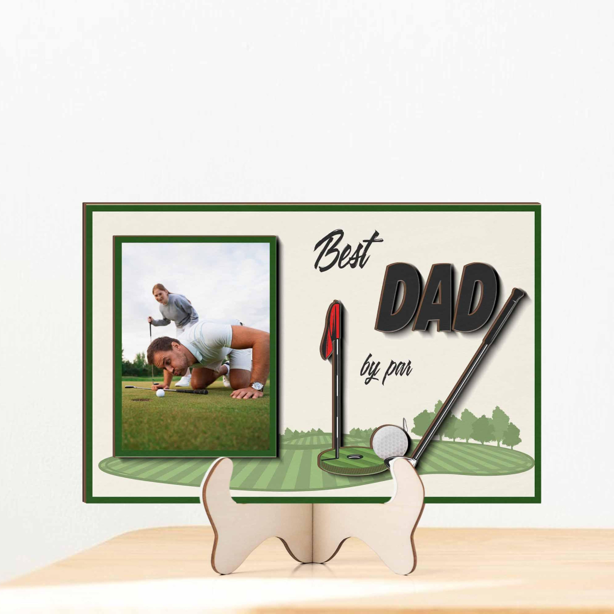 Best Dad By Par Sign, Personalized Photo Golf Sign, Golfer Wood Sign, Custom Father Day Gift, Papa Grandpa Gift, Birthday Gift