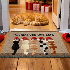 Hope You Like Cats Faux Yarn Effect - Personalized Doormat - Christmas Decor for Cat Lovers, Gift For Family