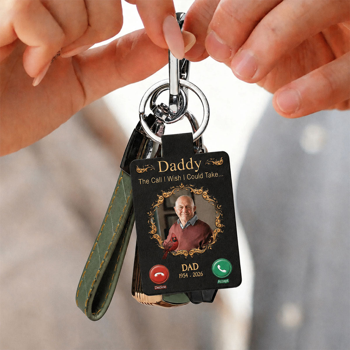The Call I Wish I Could Take Leather Keyring Personalized Photo Memorial Keychain,