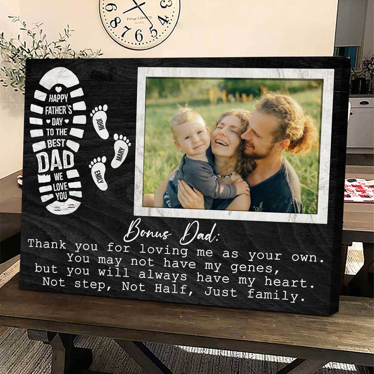 Custom Photo Happy Fathers Day Bonus Dad Gifts, Personalized Step Dad Gift, Fathers Day Gift For Step Dad