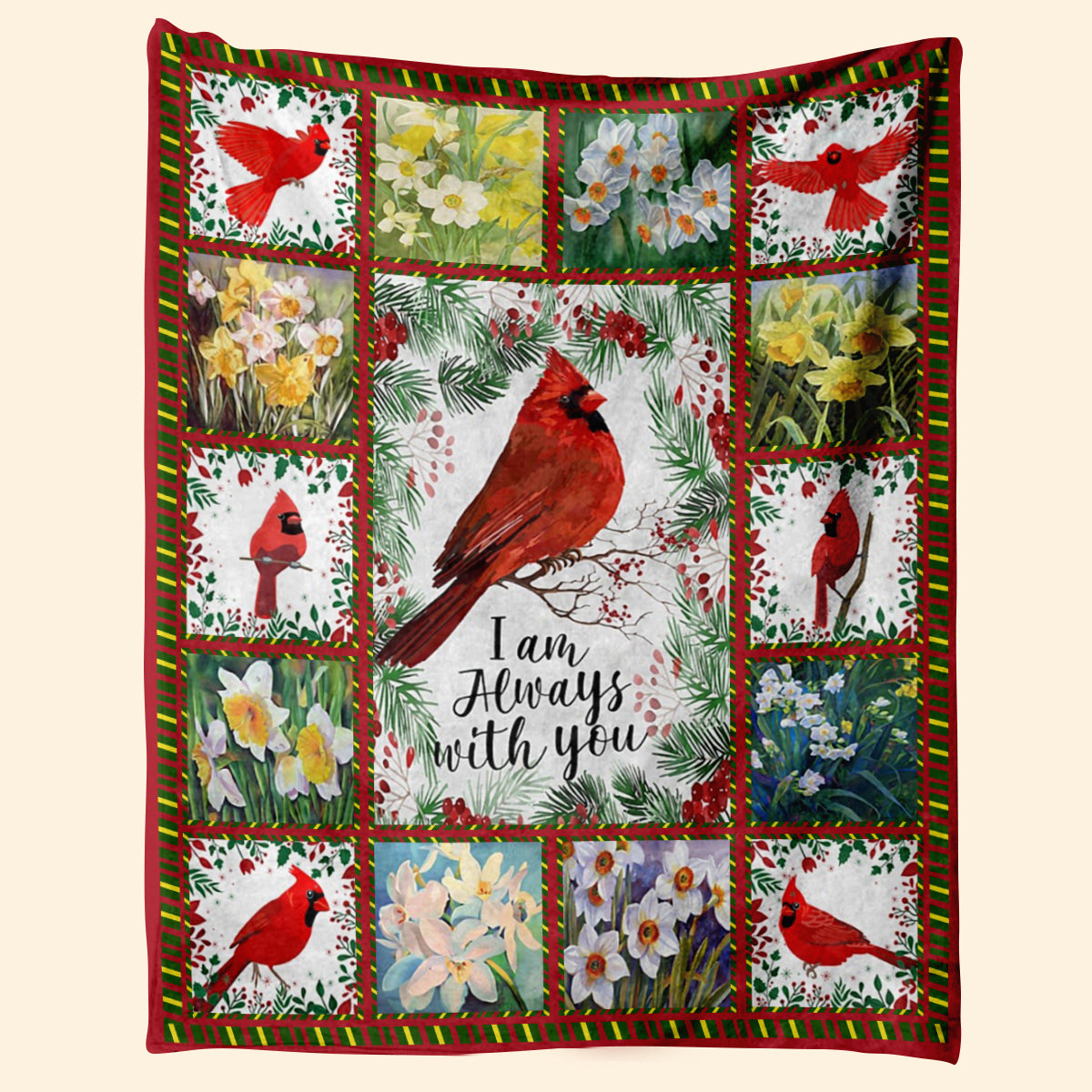 Cardinal Memorial Blanket, Cardinal Bird I Am Always With You 3_80b2cbe8-d095-4b5b-b3a9-e5e98838399a.jpg