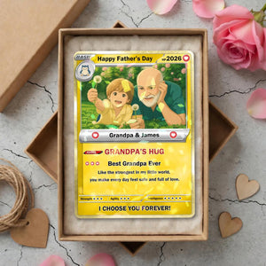 Personalized PKM Card for Grandpa, Custom Family Photo Card, Father's Day Gift For Papa Grandpa, Custom Anime Photo Card, Anime Fan Gift