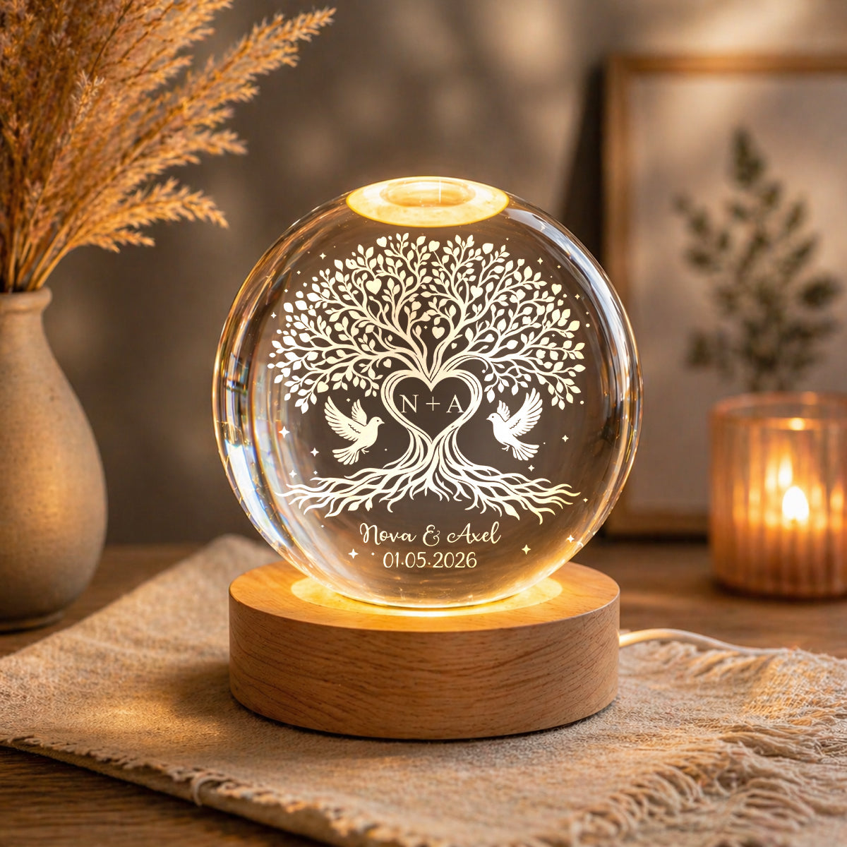 Tree of Love - Personalized Crystal Ball LED Light