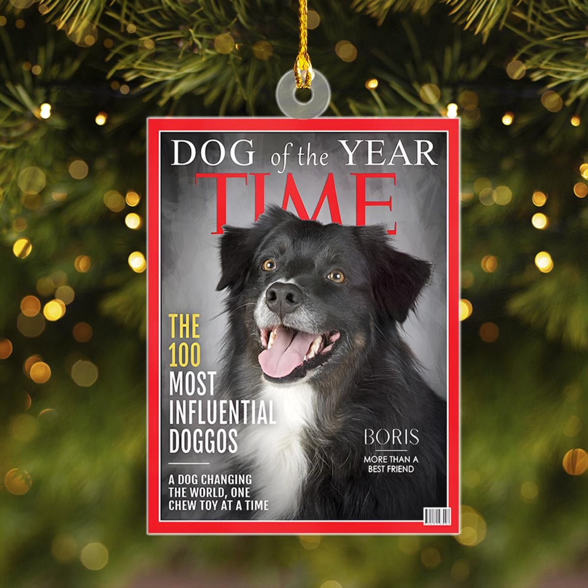 Personalized Dog Christmas Ornament, Custom Dog of The Year Newspaper Ornament, Personalized Dog Photo Ornament, Pet Lovers, Christmas Gifts