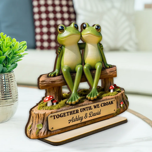 3D Effect Cottagecore Frog Couple Until We Croak - Personalized Wooden Plaque - Gift For Couple, Gift For Him, For Her