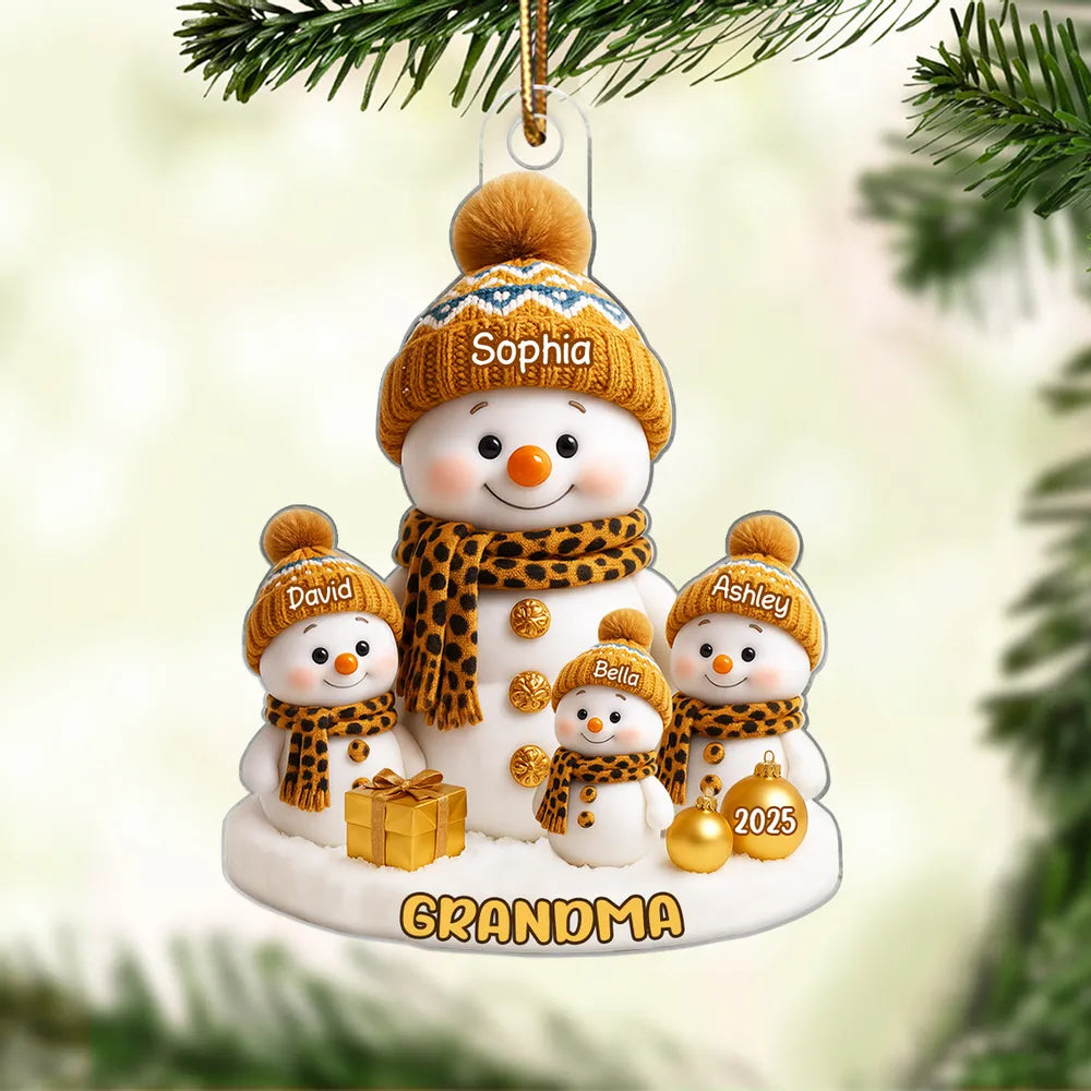 Grandma's Little Snowman Personalized Acrylic Ornament, Christmas Gift for Grandma