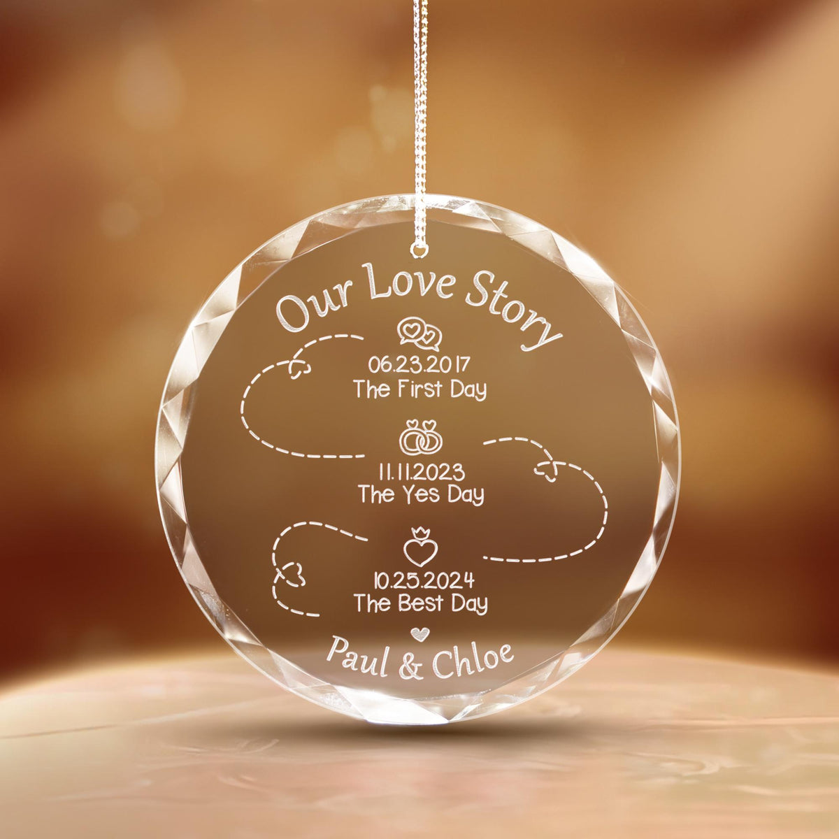 Custom Our Love Story Christmas Ornament, First Day Yes Day Best Day Ornament, Wedding Gift for Couples, Anniversary Couples Timeline Gifts