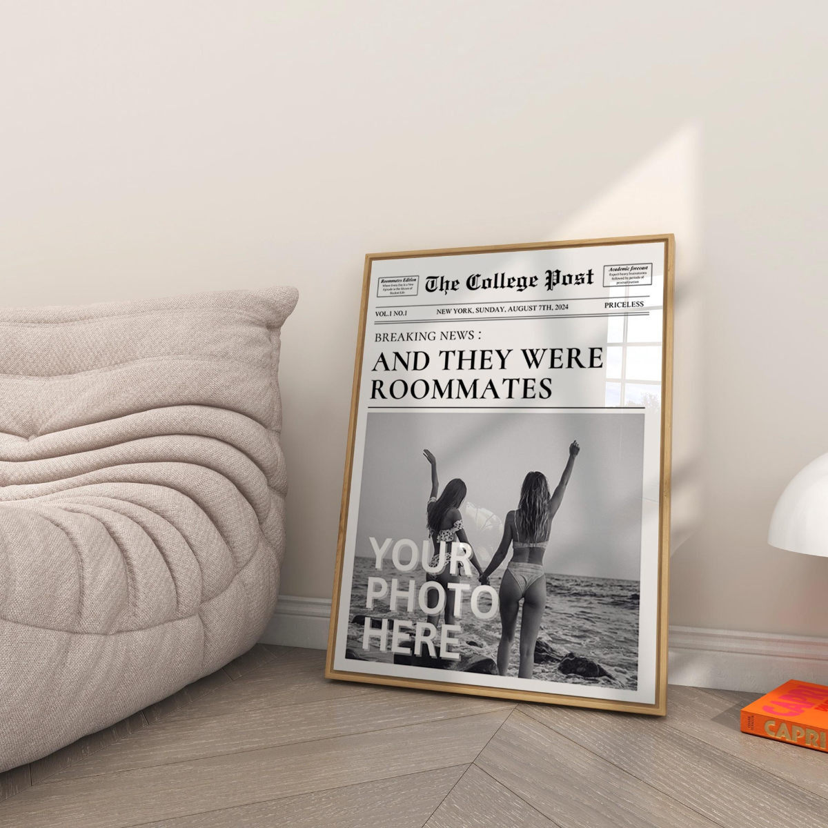Custom Newspaper Print, Personalized New York Times Wall Art, Retro Magazine Headline, Roommate Decor, Girl Dorm Room Decor