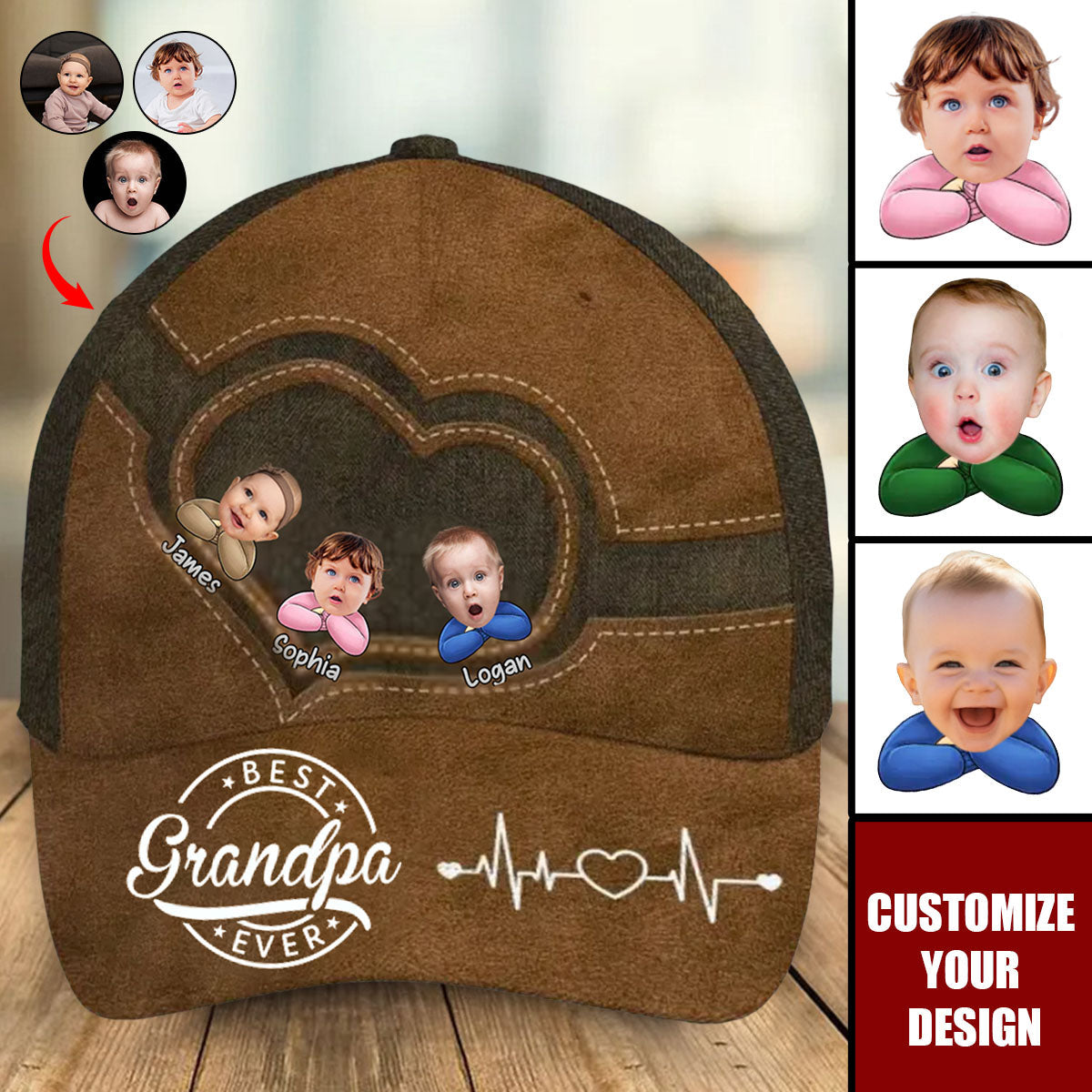 Custom Photo Best Dad Papa Ever - Personalized Classic Cap - Father's Day Gift For Dad, Grandpa