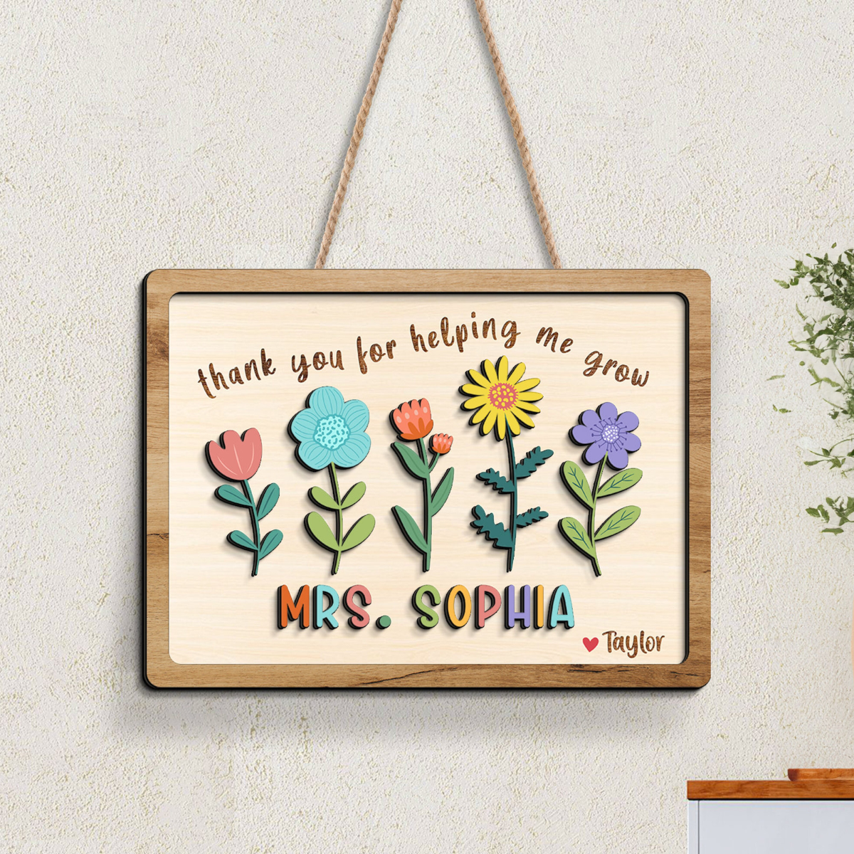 Thank You for Helping Me Grow, Teacher Appreciation Gifts, Teacher Desk Decor, Teacher Wooden Sign, Preschool Teacher Gift, Custom Teacher Sign