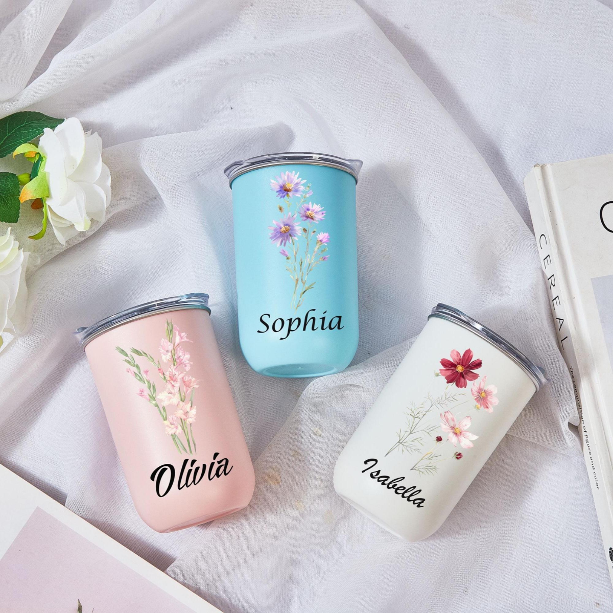 Personalized Stainless Steel Tumblers with Lid, Bridesmaid Gifts, Custom Insulated Travel Mugs, Unique Customizable Gifts for Any Occasion