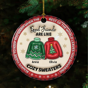 Bestie Like Cozy Sweaters - Personalized Custom 3D Inflated Effect Ceramic Ornament - Christmas Gift For Best Friend