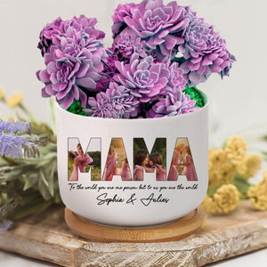 Mama Custom Photo With Message - Personalized Plant Pot - Gift For Mom, Mother's Day, Birthday Gift