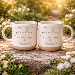 Personalized Grandma Pottery Mug, Gift from Grandkids, Custom Gifts for Gigi Nana, Unique Grandmother Present, Morning Coffee Cup