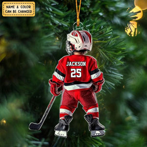 Little Hockey Player - Personalized Acrylic Ornament - Christmas Gift For Hockey Player, Gift For Kid