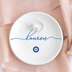 Evil Eye Jewelry Dish, Evil Eye Gift for Her, Personalized Best Friend Gift, Evil Eye Trinket Dish, Protection Eye Ring Dish, Gift for Mom
