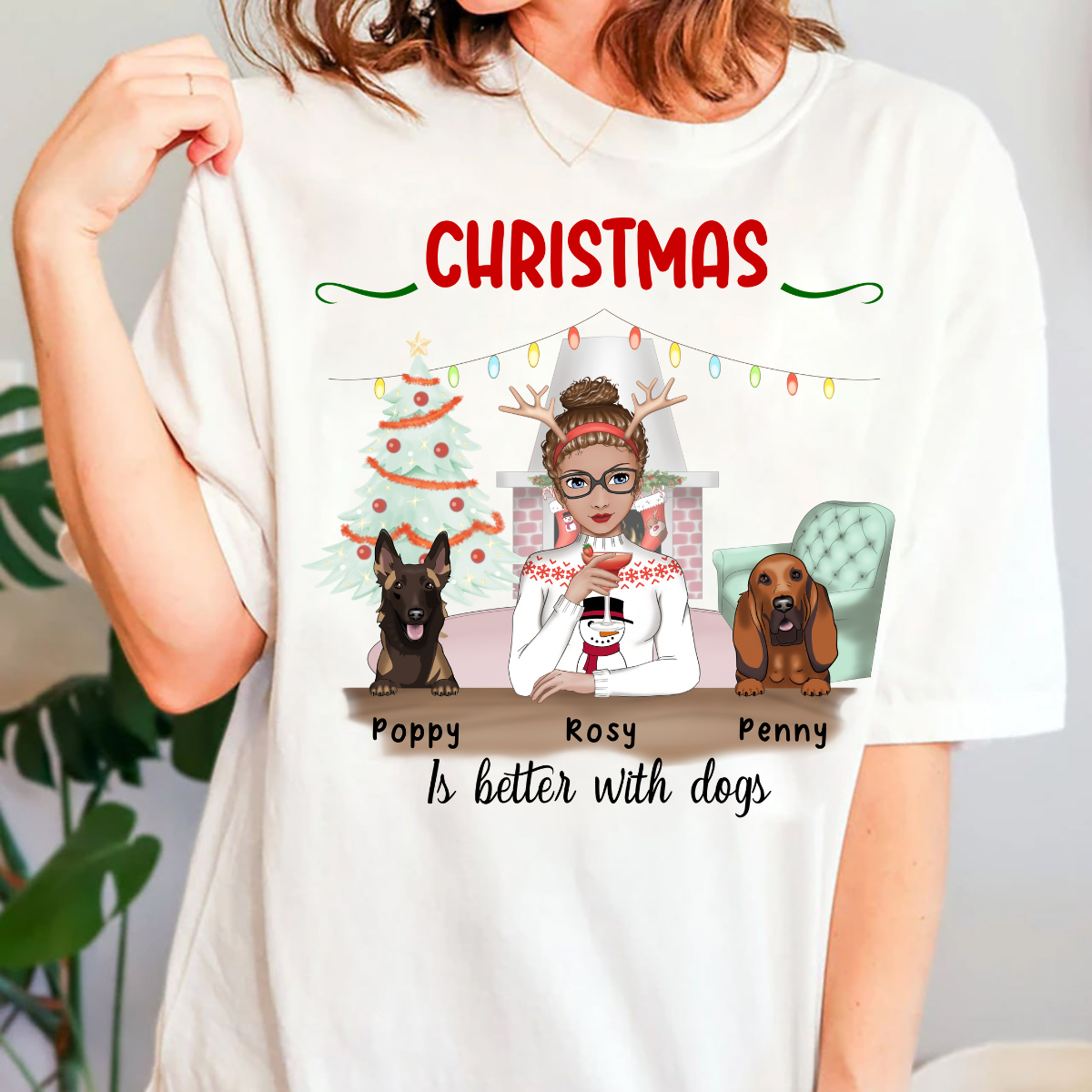 Christmas Is Better With A Dog Personalized T Shirt Winter Season Gift For Dog Lovers Christmas Gift For Dog Mom