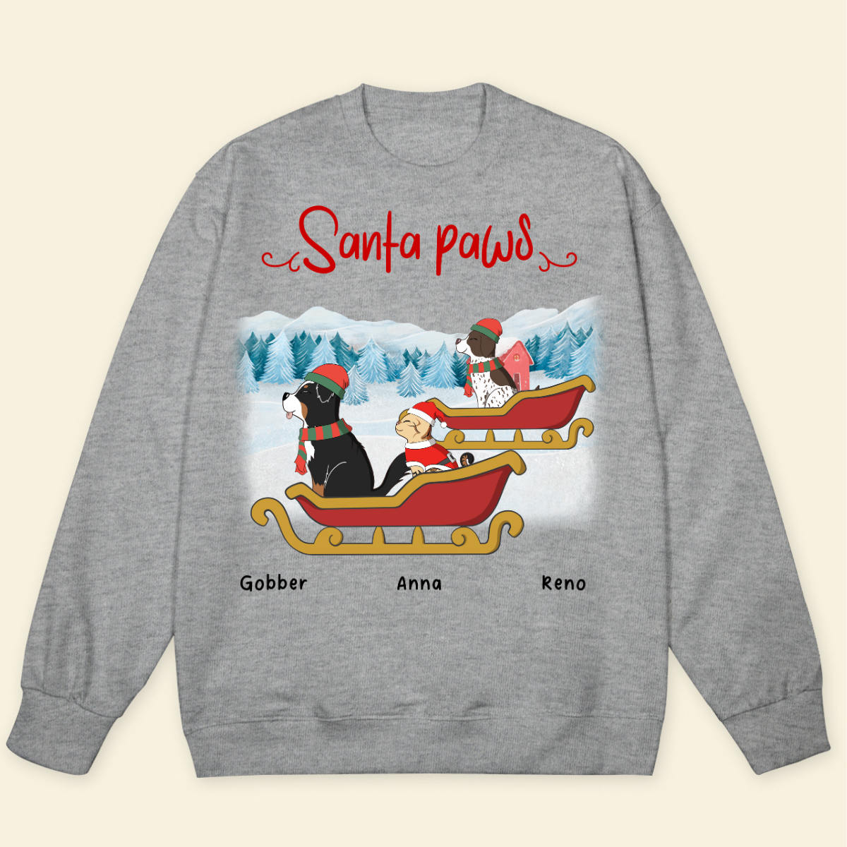 Santa Paw Custom Dog Cat Breed Christmas Personalized Sweatshirt,Pet Lover Christmas Gift, Santa Paws, Christmas Pajamas, Funny Dog Sweatshirt, Dog Lover Gifts