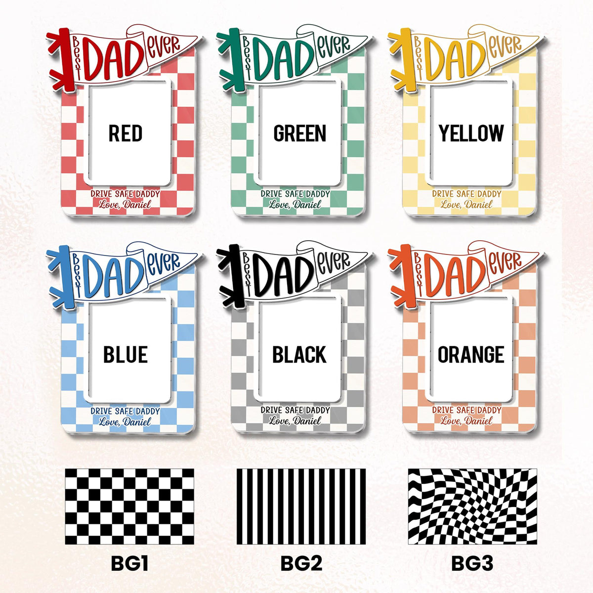 Personalized Best Dad Ever Sun Visor Clip Picture Frame, Custom Photo Car Visor Clip for Dad, Drive Safe Daddy Gifts, First Fathers Day Gift