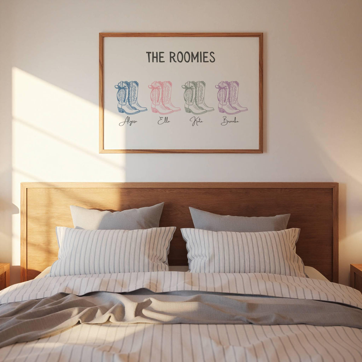 Personalized Roommate Cowgirl Boot Print for Custom College Dorm Decor