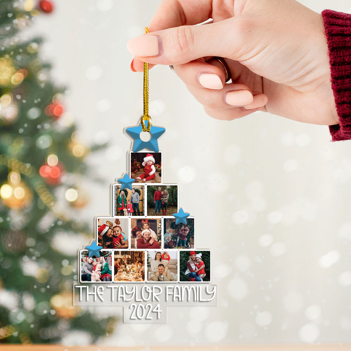 Photo Family Tree Christmas - Personalized Shape Ornament - Christmas Gift For Family