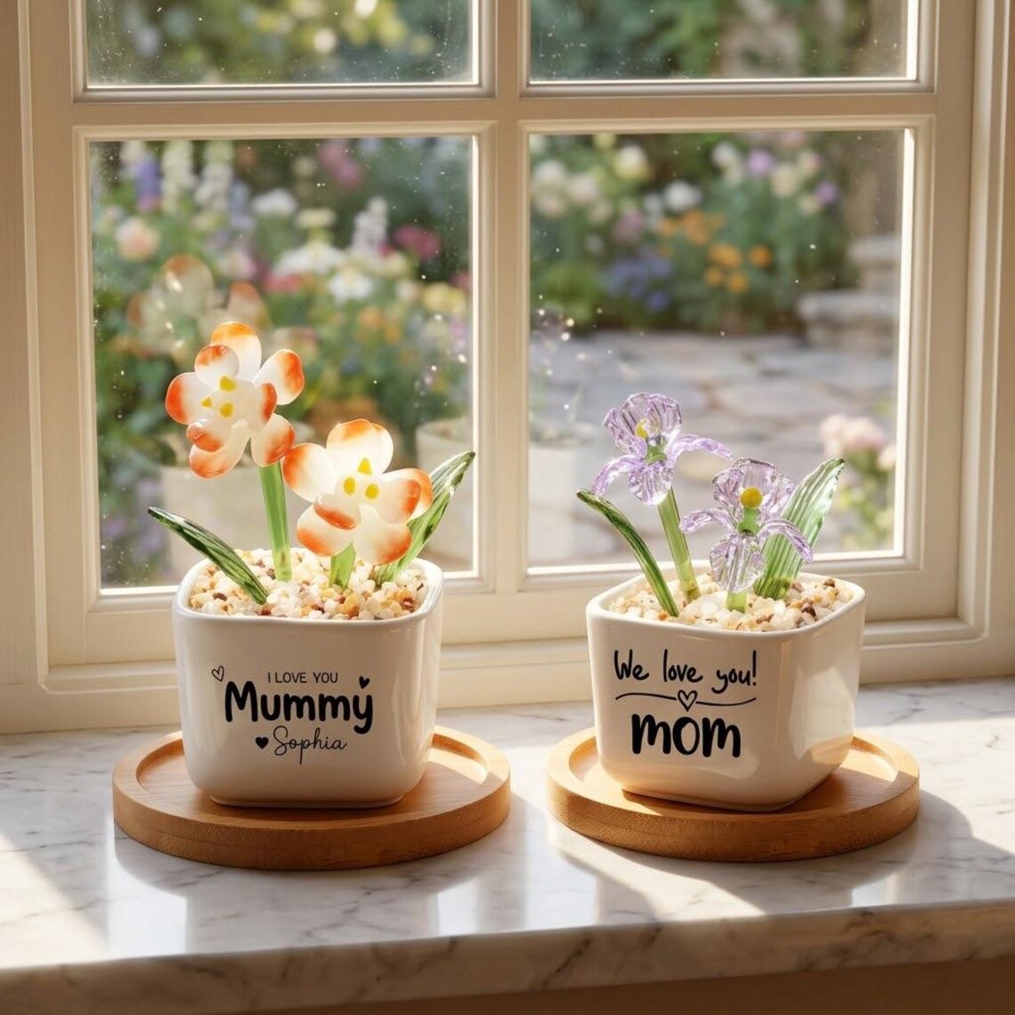 Handmade Glass Flower Pots, Mini Glass Plants, Mother's Day Gift, Housewarming Gift, Potted Plant Enthusiasts, Thank You Gift