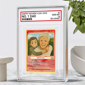 Personalized Fathers Day Gift Trading Card Style Acrylic Plaque, Grandpa, Anime Photo Acrylic Block, Gift For Dad From Kid