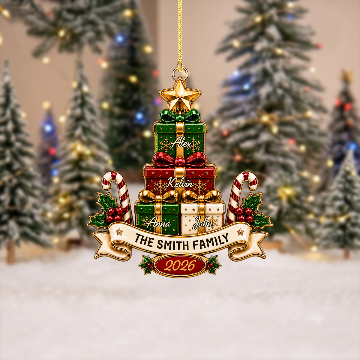 Wrapped In Love Always Family Christmas - Family Ornament - Real 3D Raised Ornament
