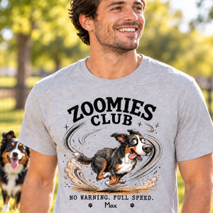 Zoomies Club Official Member Quirky Dog Portrait From Your Custom Pet Photo - Personalized Shirt - Funny Gift For Dog Cat Lover
