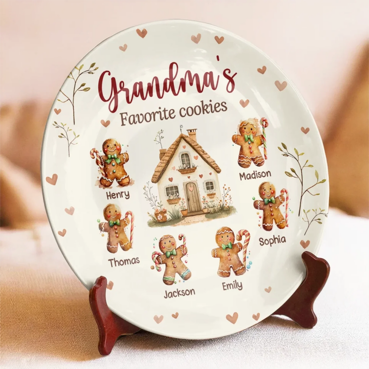 Grandma's Favorite Cookies - Personalized Ceramic Plate - Christmas Gift, Birthday Gift For Mom, Grandma