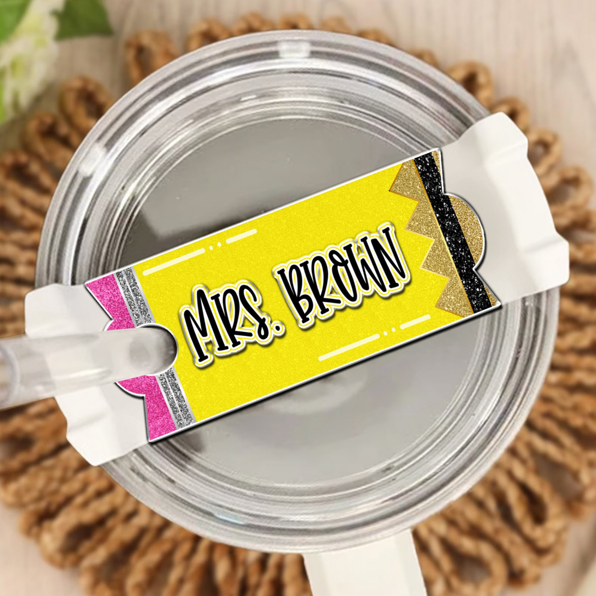 Teacher Appreciation Gifts, Personalized Teacher Tumbler Name Tag, Tumbler Topper Gift For Teacher, Tumbler Accessories Tag