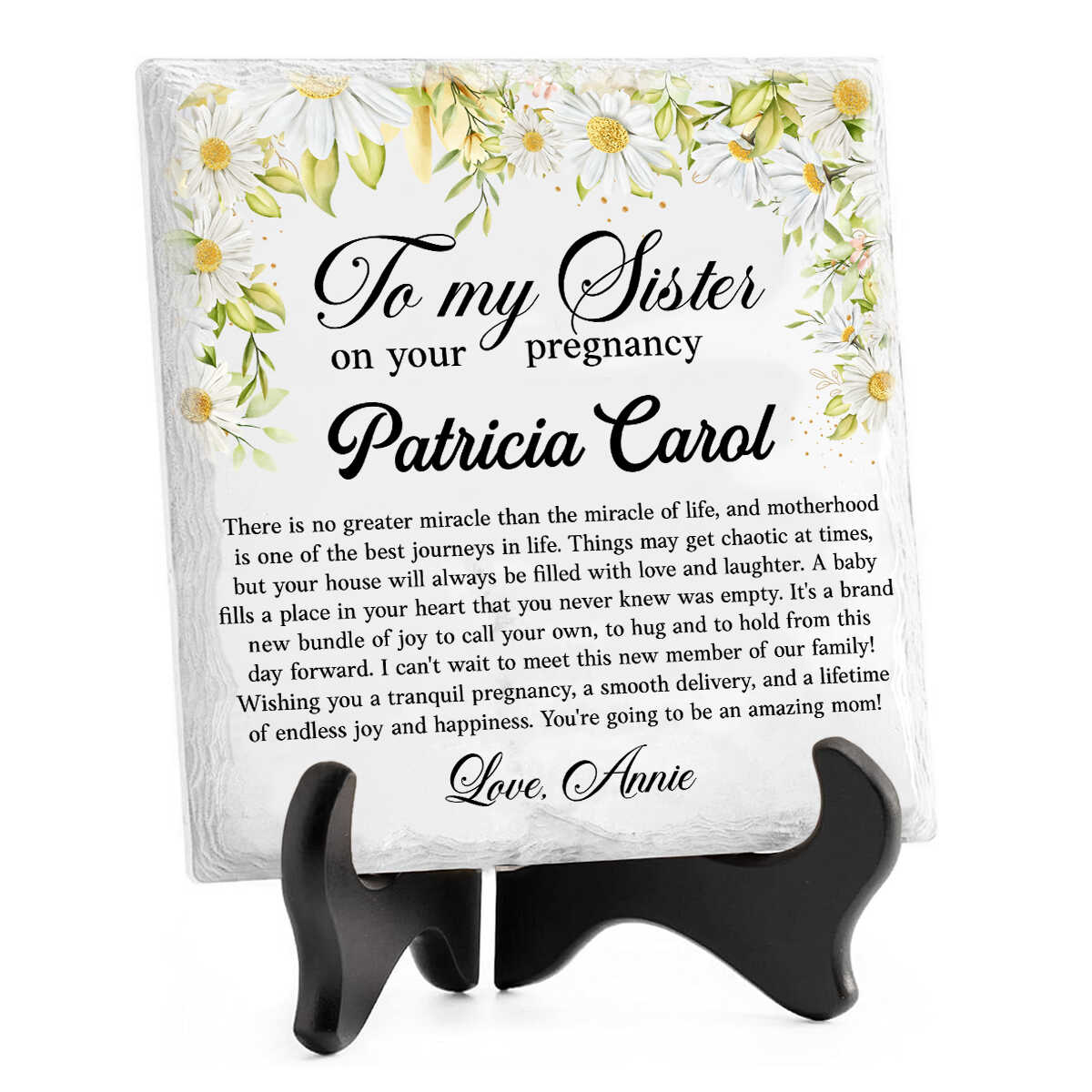 To My Sister On Her Pregnancy - Personalized Stone - Gift For Sister, Gift For New Mom, Mother's Day Gift