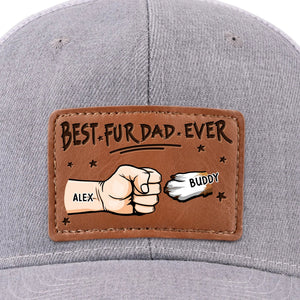 My Fur Babies Are My Real Love - Personalized Leather Label Net Hat - Gift For Dog Dad, Father's Day Gift
